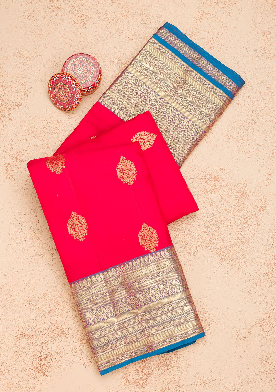 Red Zariwork Pure Silk Saree-Koskii