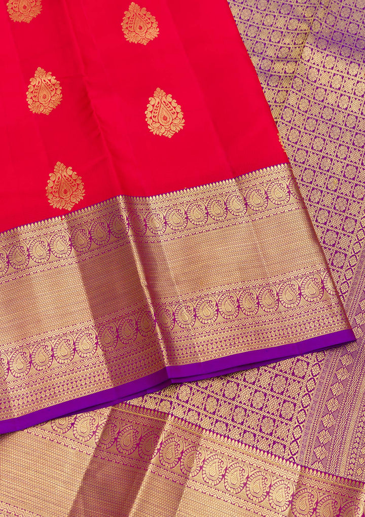 Red Zariwork Pure Silk Saree-Koskii