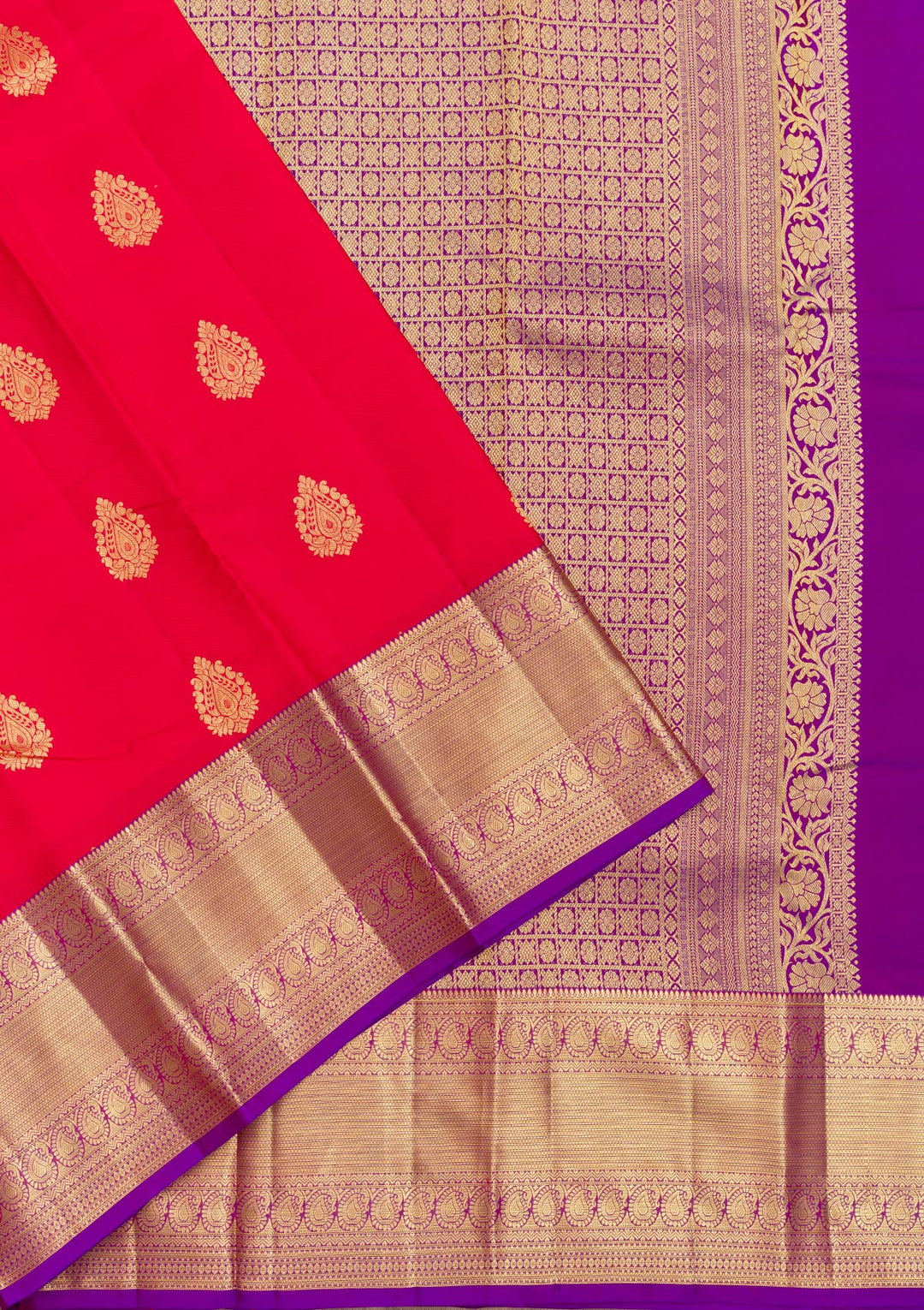 Red Zariwork Pure Silk Saree-Koskii