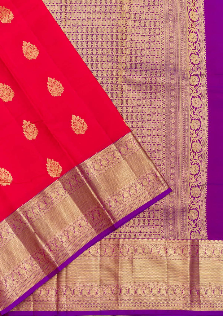 Red Zariwork Pure Silk Saree-Koskii