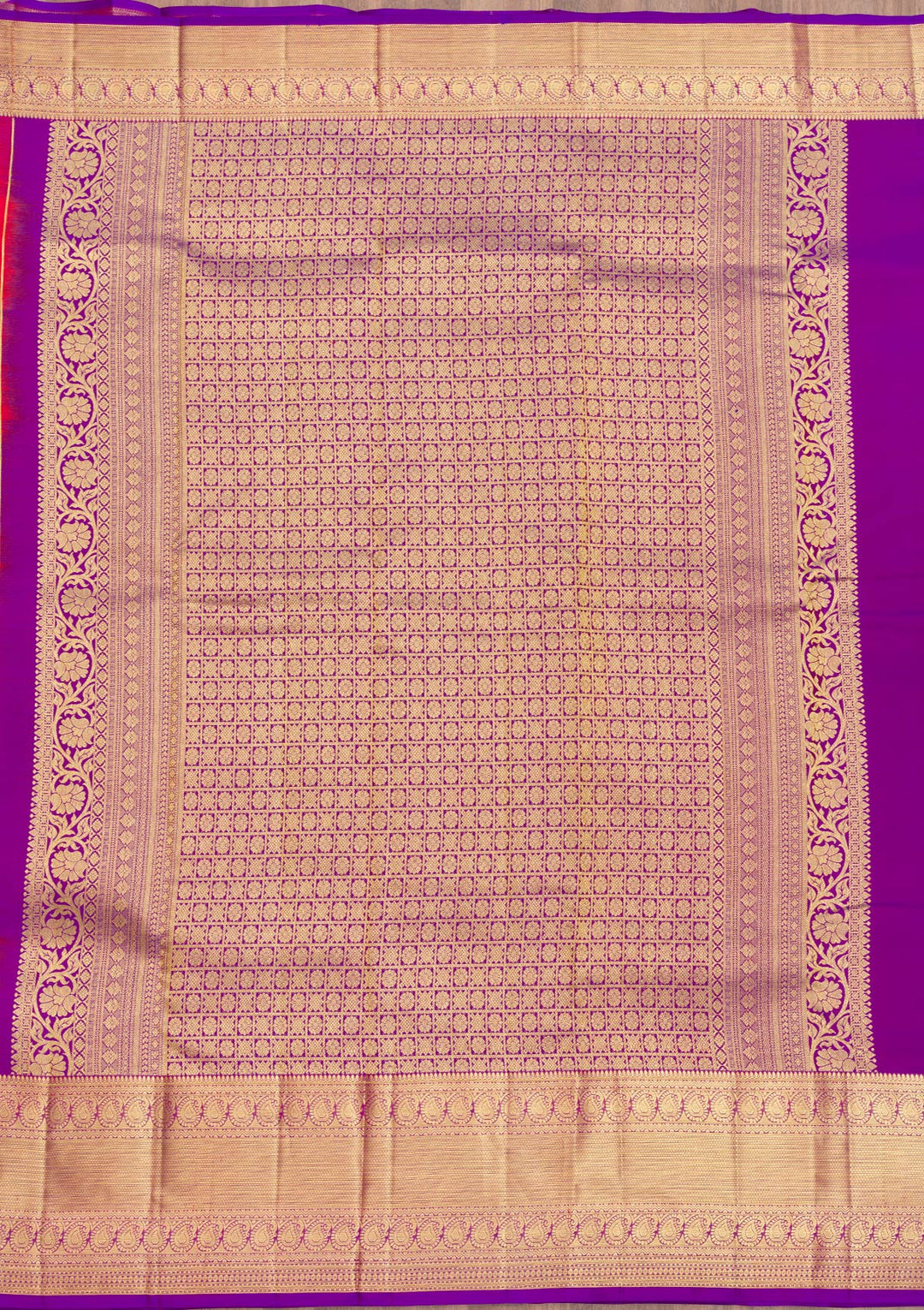 Red Zariwork Pure Silk Saree-Koskii