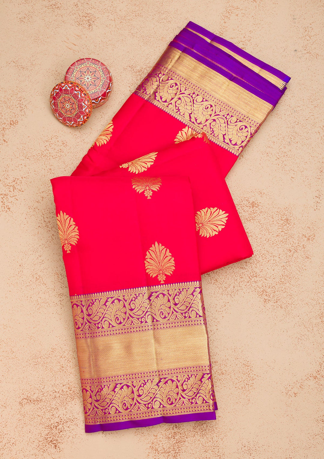 Red Zariwork Pure Silk Saree-Koskii