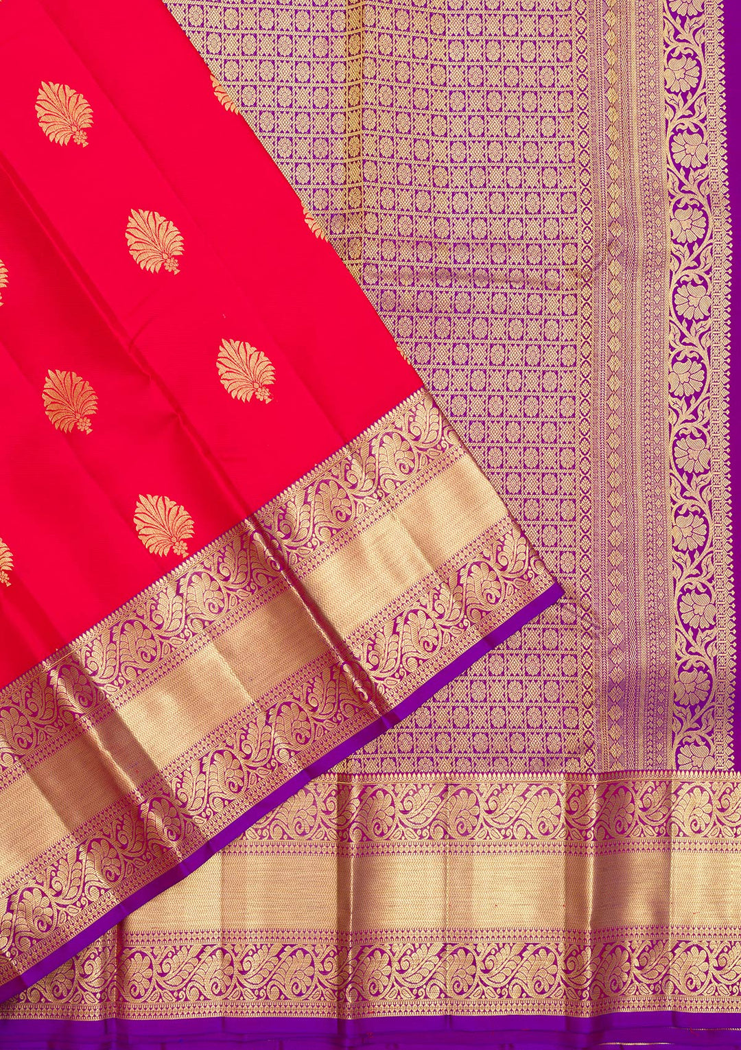 Red Zariwork Pure Silk Saree-Koskii