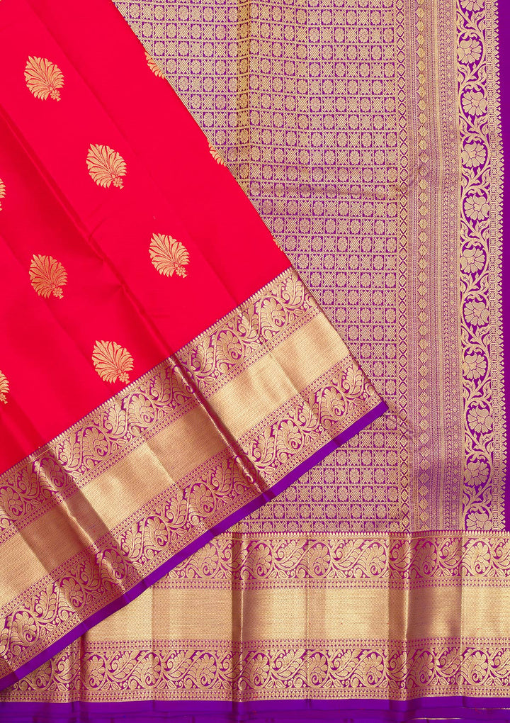Red Zariwork Pure Silk Saree-Koskii