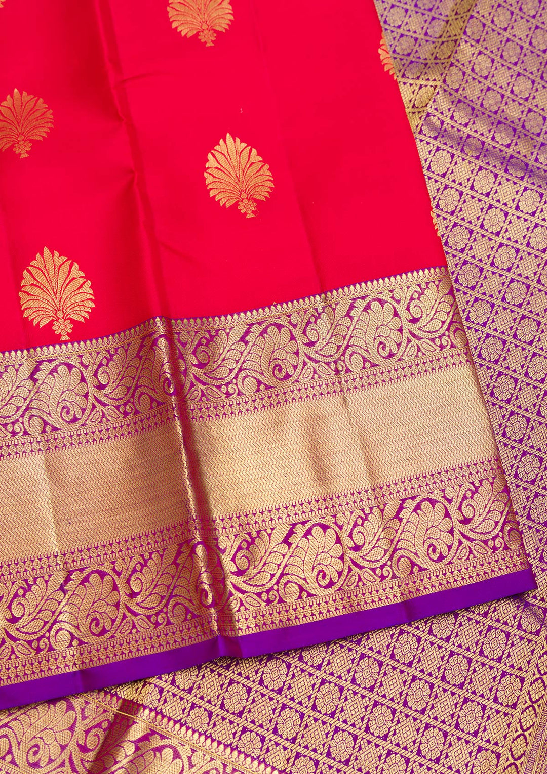 Red Zariwork Pure Silk Saree-Koskii
