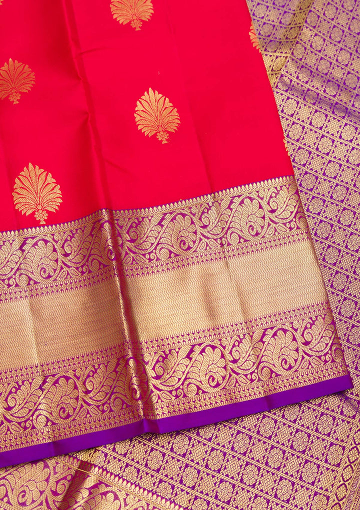 Red Zariwork Pure Silk Saree-Koskii