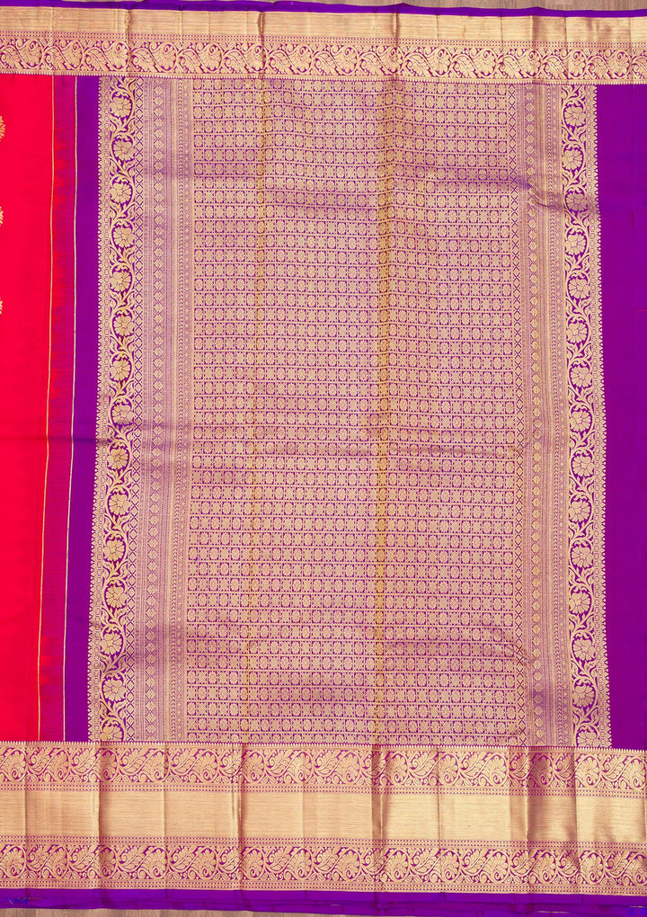 Red Zariwork Pure Silk Saree-Koskii