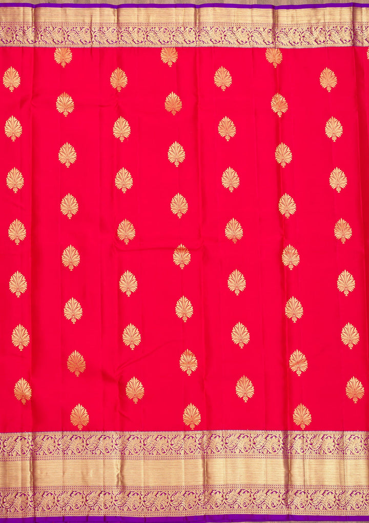 Red Zariwork Pure Silk Saree-Koskii