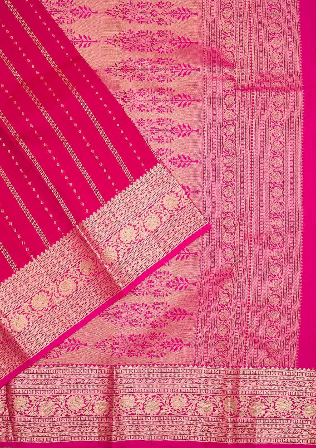 Rani Pink Zariwork Pure Silk Saree-Koskii