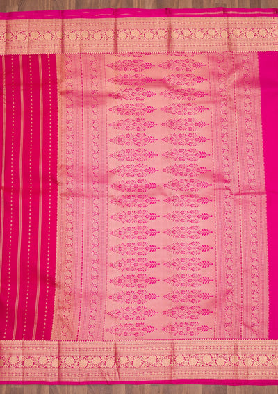 Rani Pink Zariwork Pure Silk Saree-Koskii