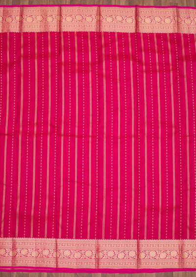 Rani Pink Zariwork Pure Silk Saree-Koskii