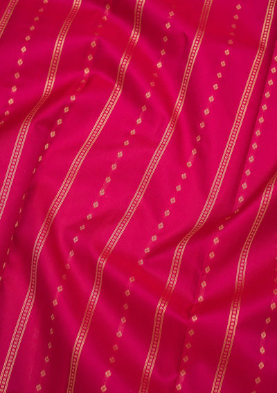 Rani Pink Zariwork Pure Silk Saree-Koskii