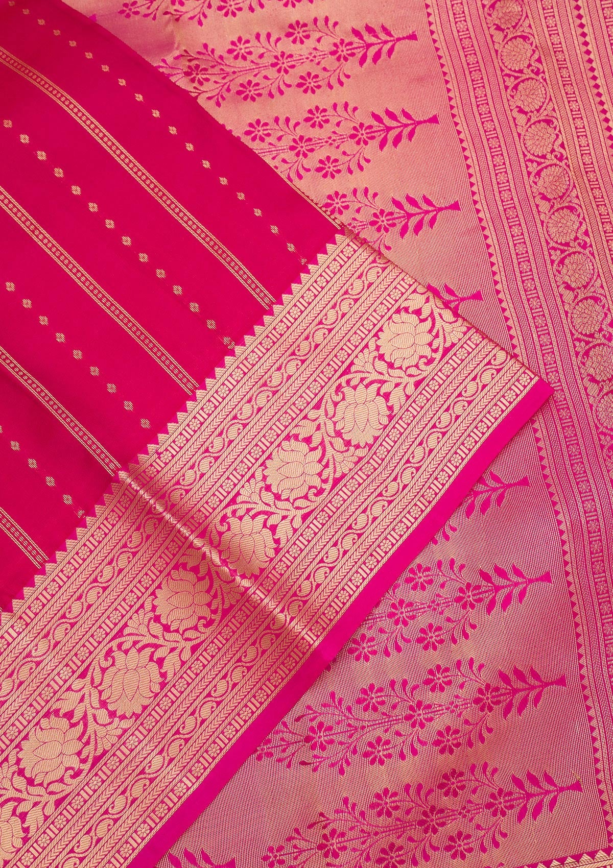 Rani Pink Zariwork Pure Silk Saree-Koskii