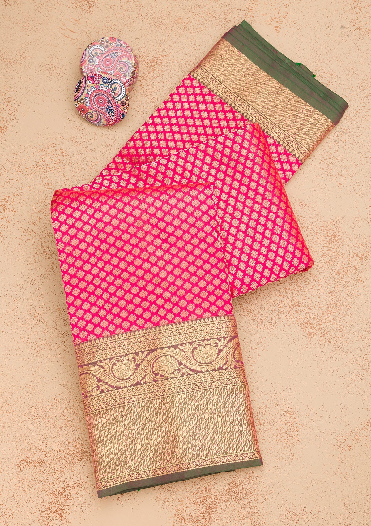 Red Zariwork Pure Silk Saree-Koskii