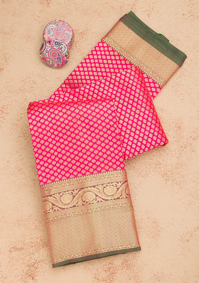 Red Zariwork Pure Silk Saree-Koskii