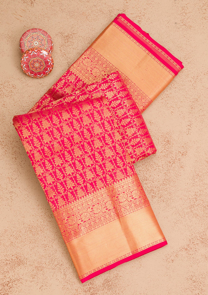 Red Zariwork Pure Silk Saree-Koskii