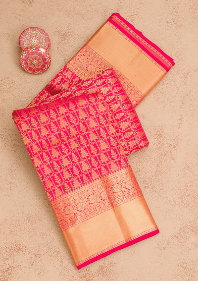 Red Zariwork Pure Silk Saree-Koskii