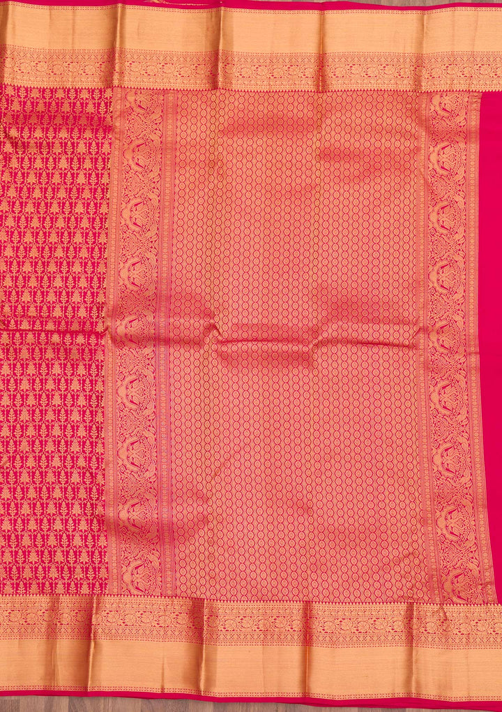 Red Zariwork Pure Silk Saree-Koskii