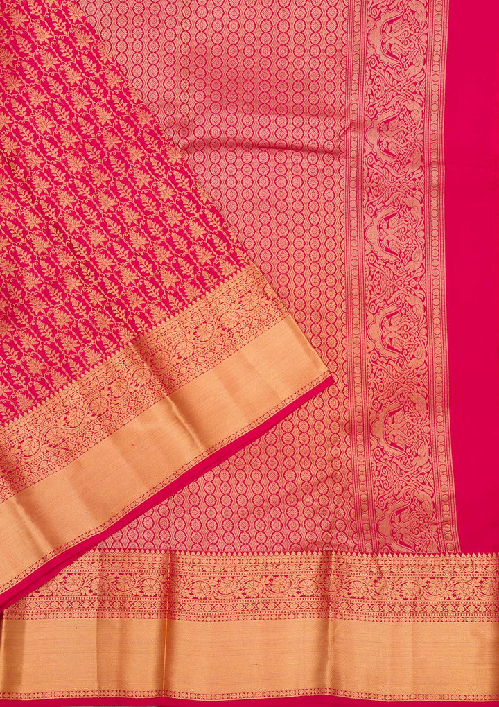 Red Zariwork Pure Silk Saree-Koskii