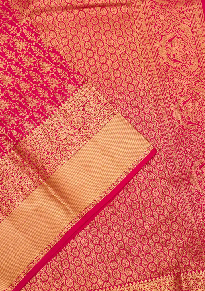 Red Zariwork Pure Silk Saree-Koskii