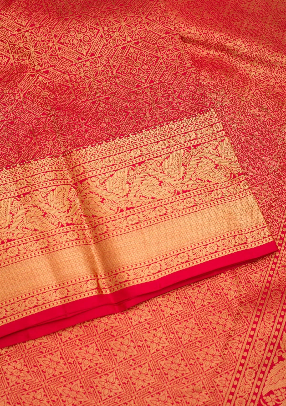 Red Zariwork Pure Silk Saree-Koskii