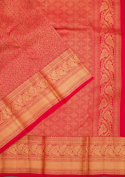 Red Zariwork Pure Silk Saree-Koskii