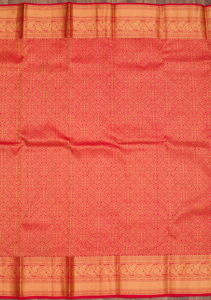 Red Zariwork Pure Silk Saree-Koskii