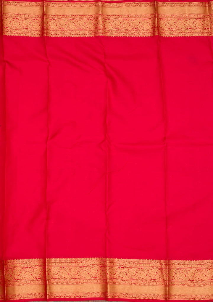 Red Zariwork Pure Silk Saree-Koskii