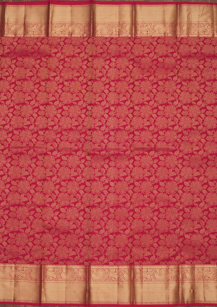 Red Zariwork Pure Silk Saree-Koskii