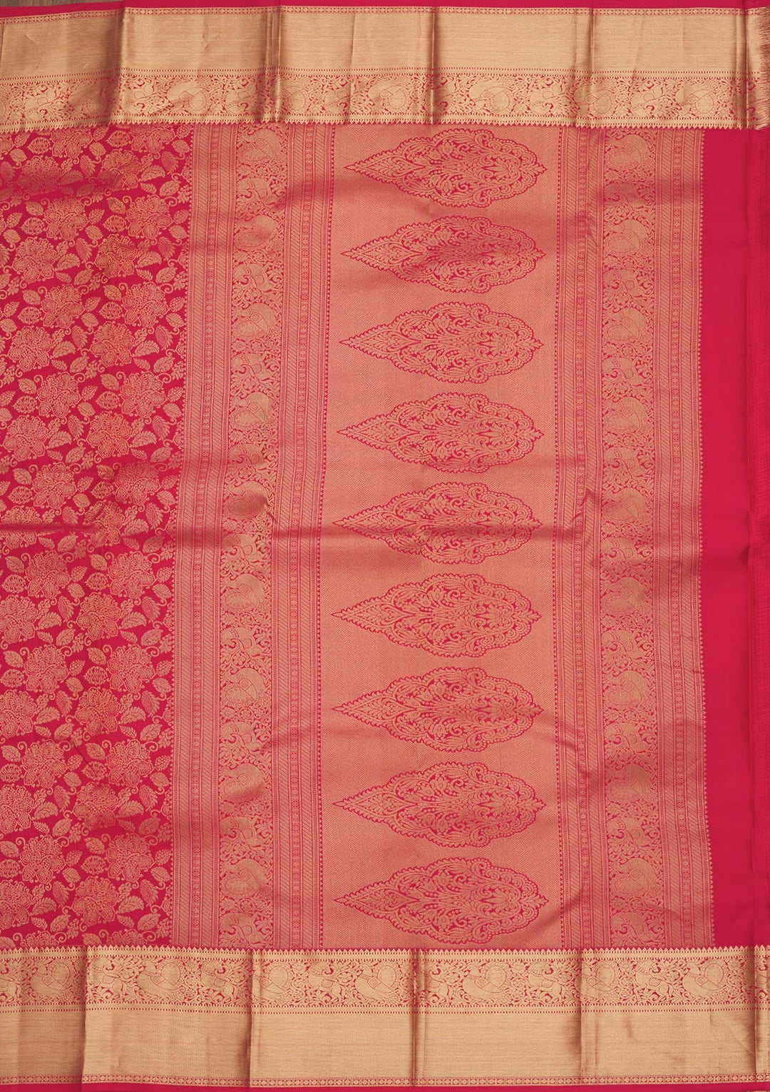 Red Zariwork Pure Silk Saree-Koskii