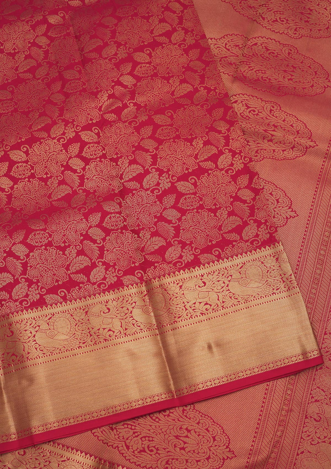 Red Zariwork Pure Silk Saree-Koskii