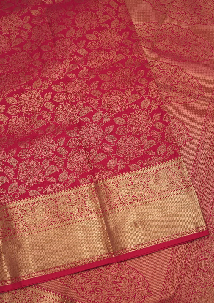 Red Zariwork Pure Silk Saree-Koskii