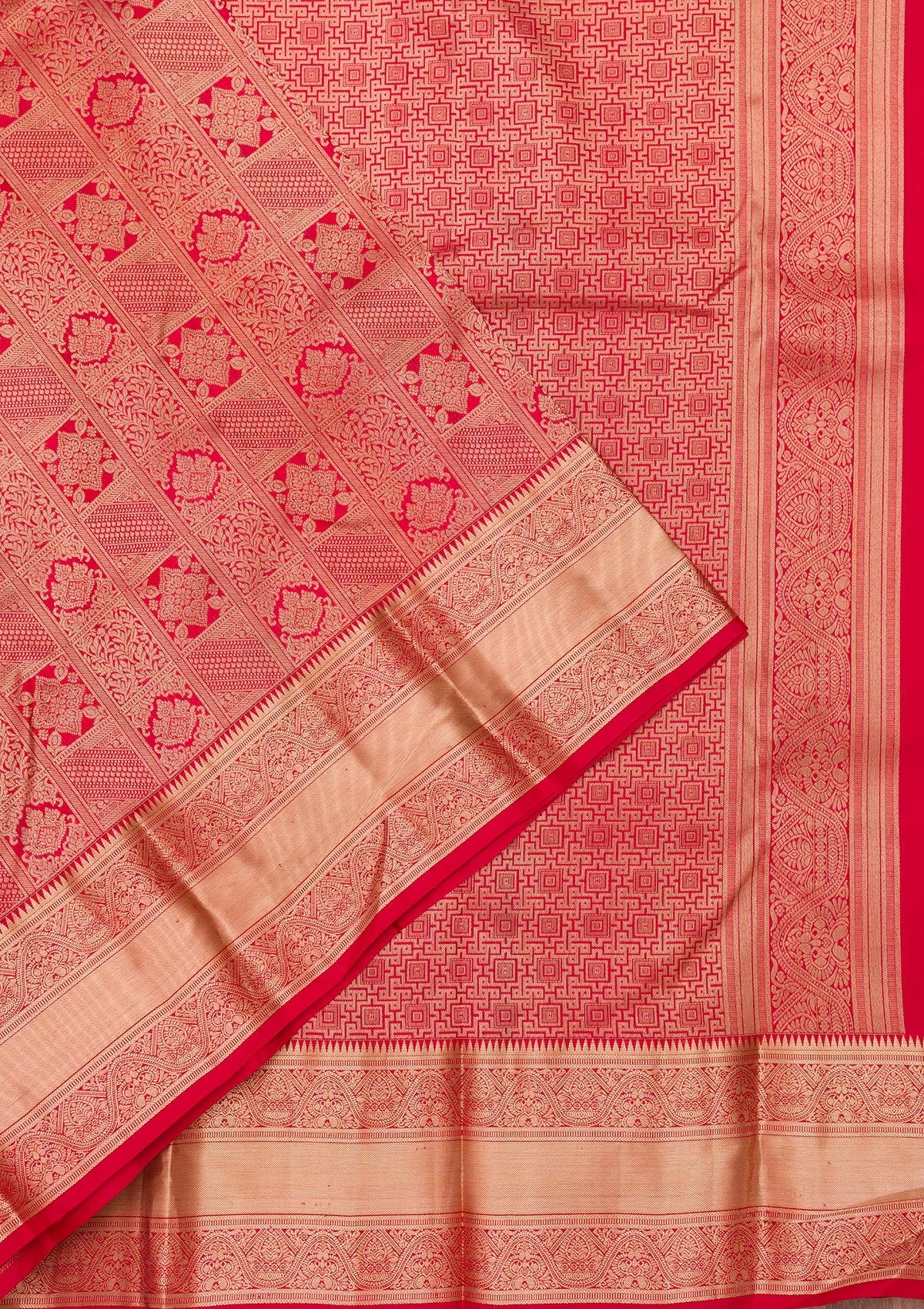 Red Zariwork Pure Silk Saree-Koskii