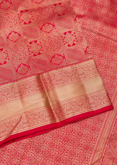 Red Zariwork Pure Silk Saree-Koskii