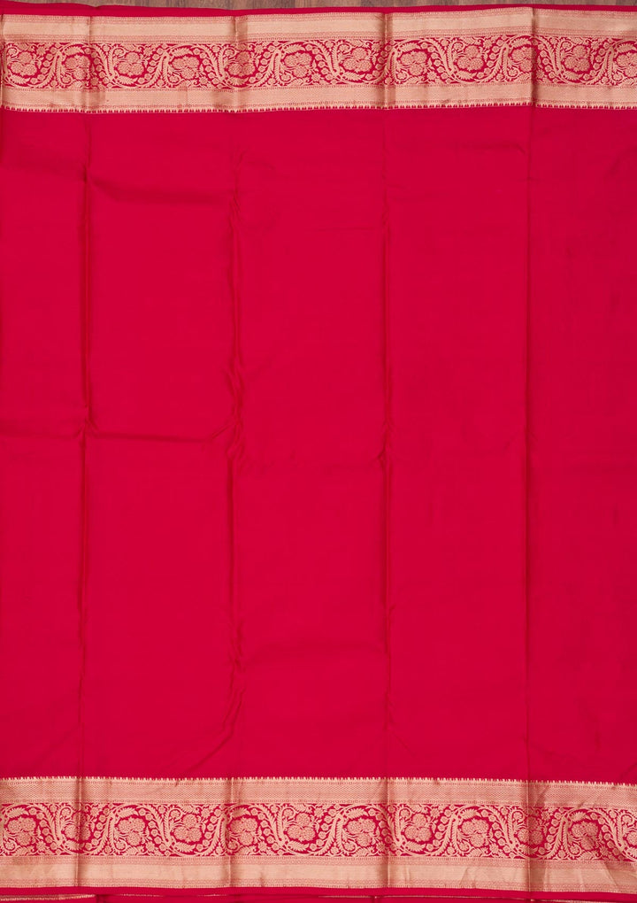 Red Zariwork Pure Silk Saree-Koskii