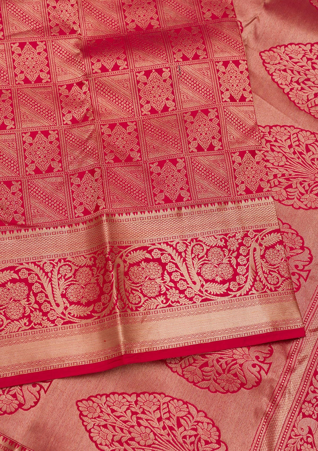 Red Zariwork Pure Silk Saree-Koskii