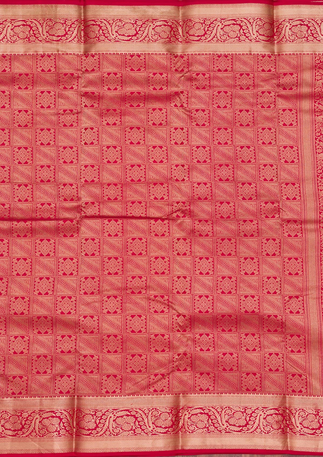 Red Zariwork Pure Silk Saree-Koskii