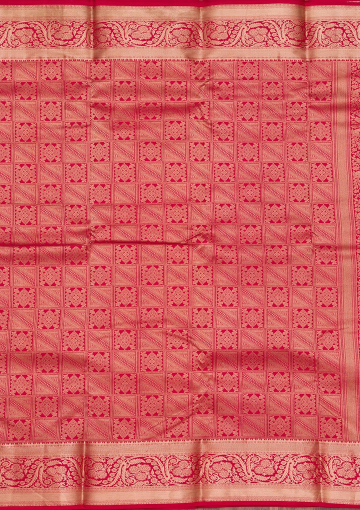 Red Zariwork Pure Silk Saree-Koskii