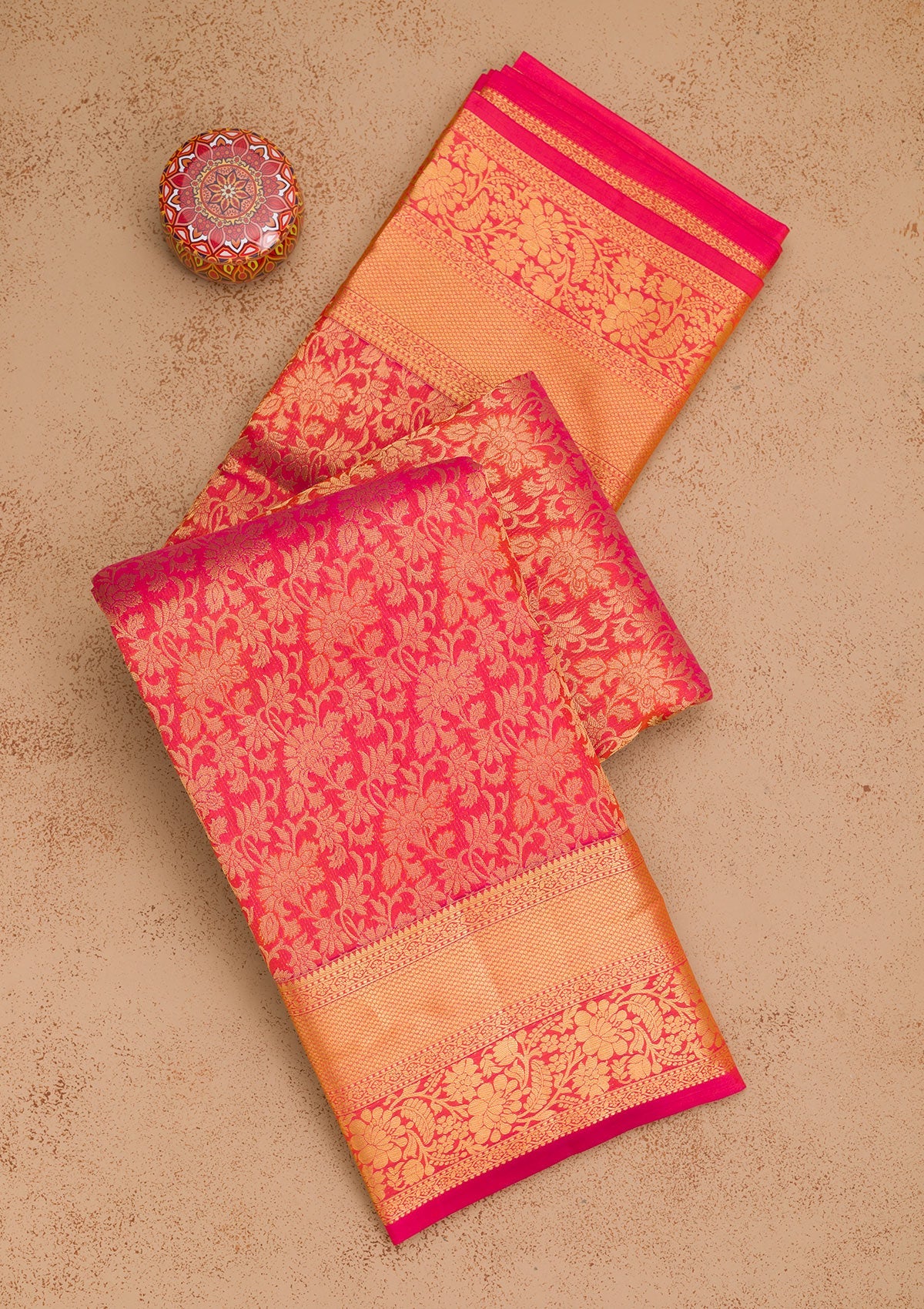 Red Zariwork Pure Silk Saree-Koskii