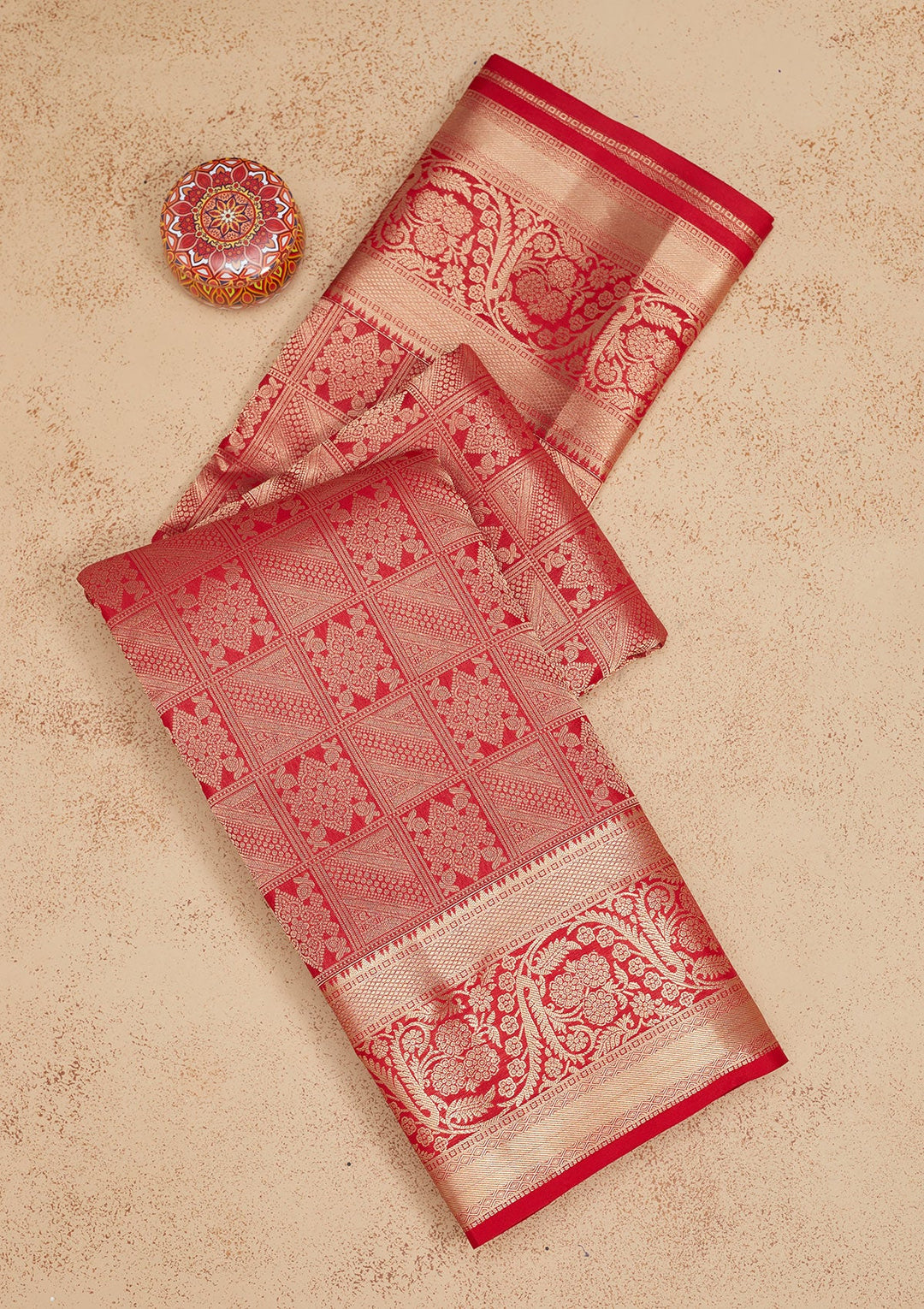 Red Zariwork Pure Silk Saree-Koskii