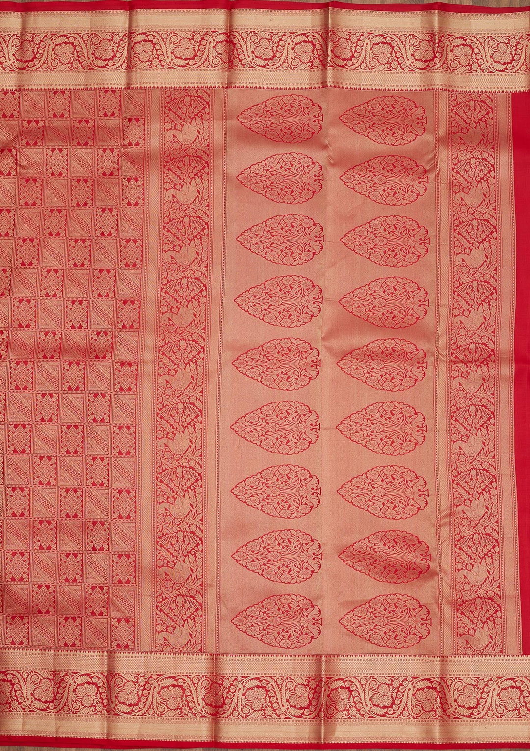 Red Zariwork Pure Silk Saree-Koskii