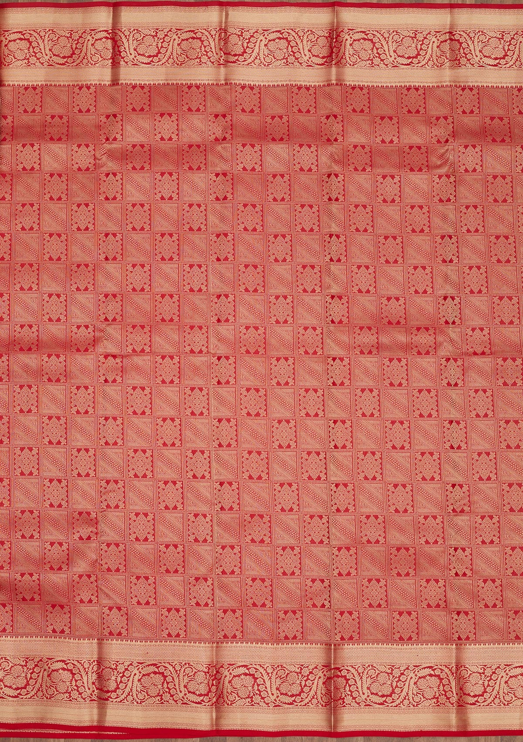 Red Zariwork Pure Silk Saree-Koskii