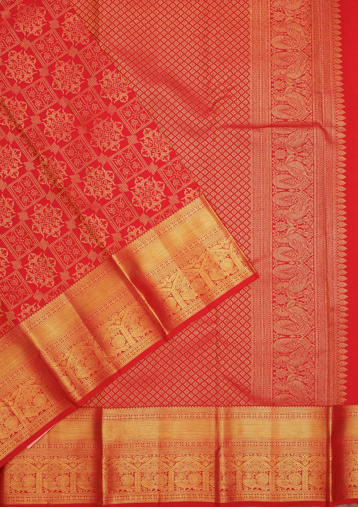 Red Zariwork Pure Silk Saree-Koskii