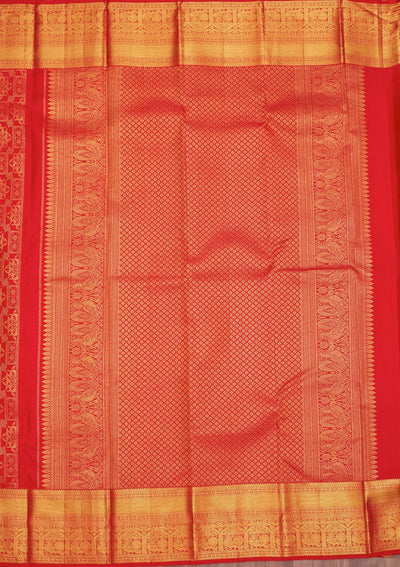 Red Zariwork Pure Silk Saree-Koskii