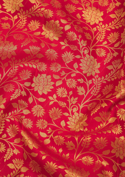 Red Zariwork Pure Silk Saree-Koskii