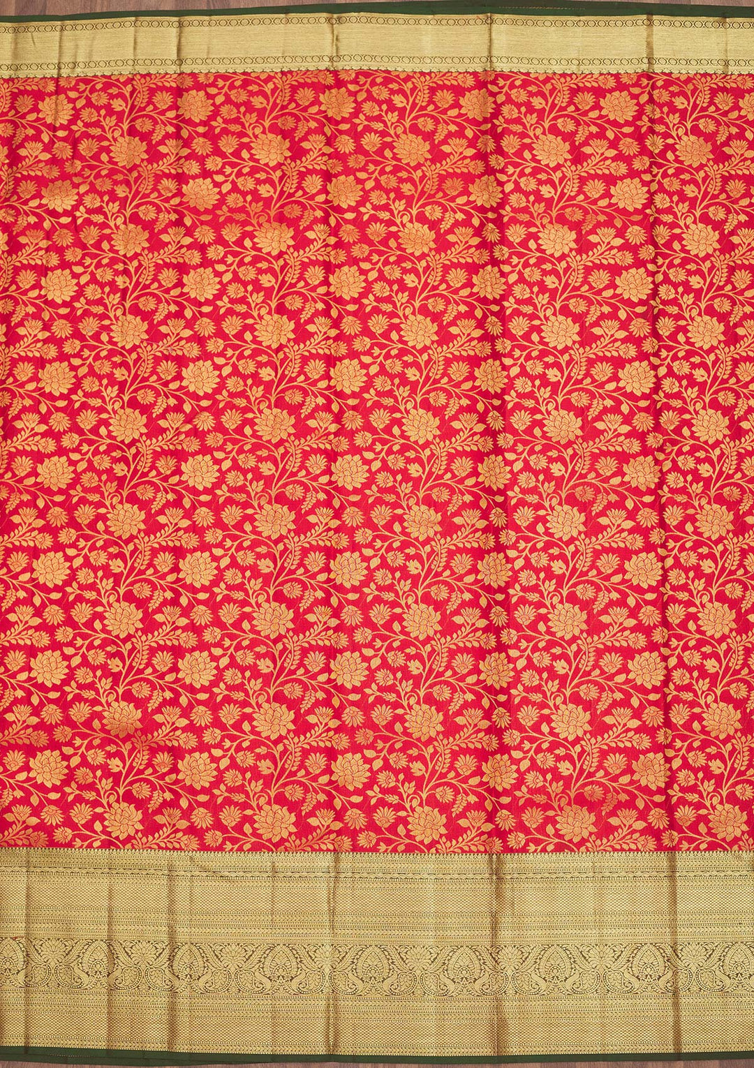 Red Zariwork Pure Silk Saree-Koskii