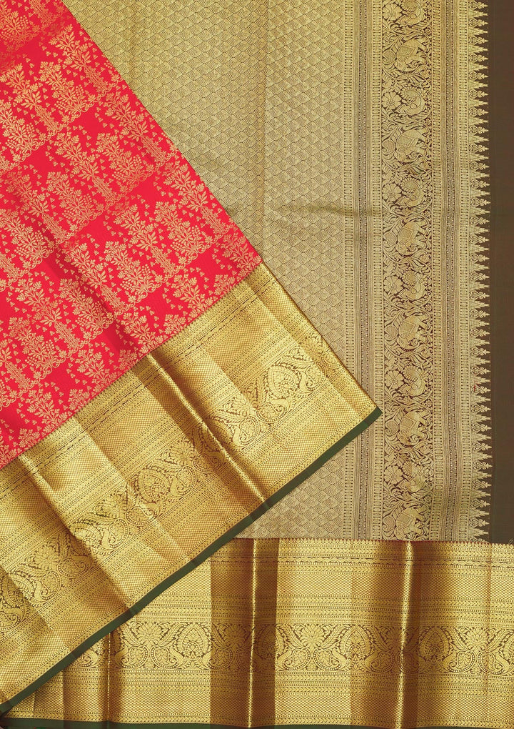Red Zariwork Pure Silk Saree-Koskii