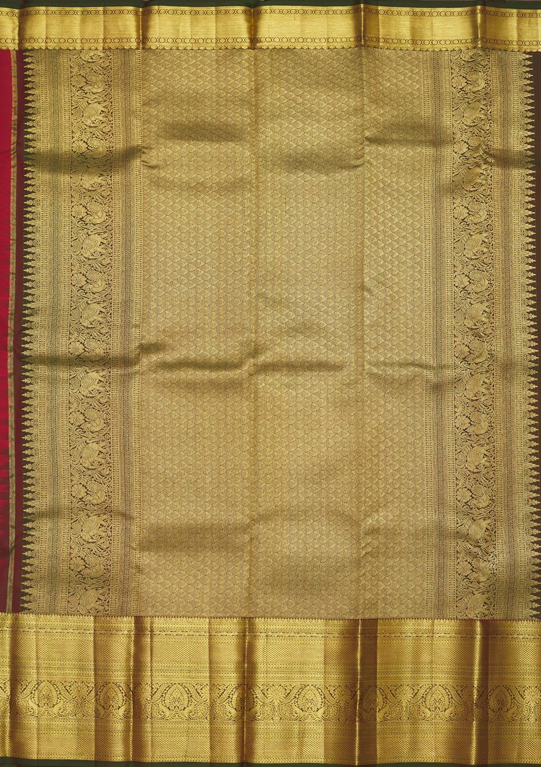 Red Zariwork Pure Silk Saree-Koskii