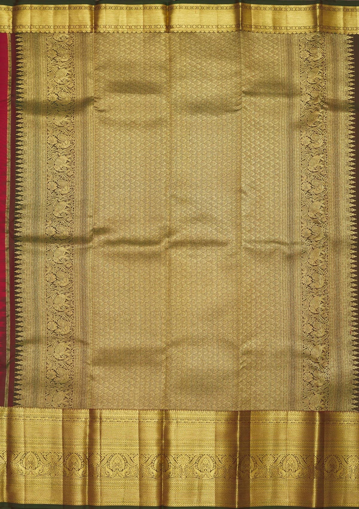 Red Zariwork Pure Silk Saree-Koskii