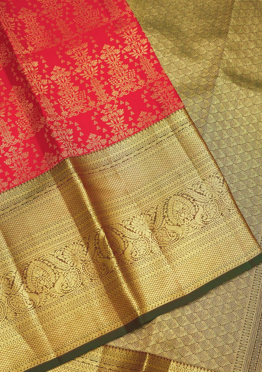 Red Zariwork Pure Silk Saree-Koskii